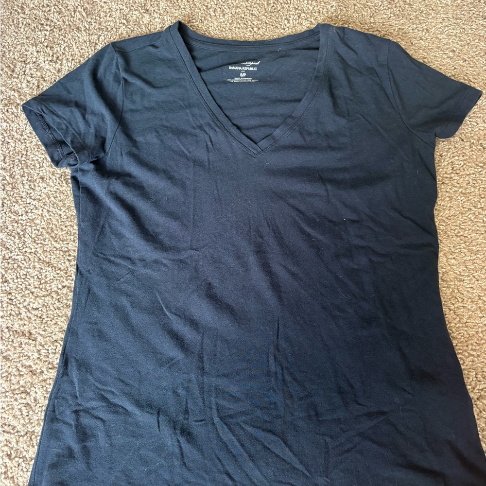 Banana Republic Dark Blue V-Neck Tee